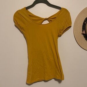Color Story Mustard Blouse with Keyhole Back